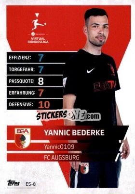 Cromo Yannic Bederke – Yannic0109 - German Fussball Bundesliga 2021-2022. Match Attax Extra
 n. ES-8 - Topps