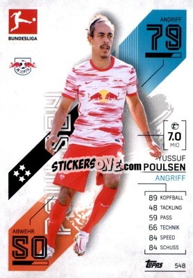 Sticker Yussuf Poulsen - German Fussball Bundesliga 2021-2022. Match Attax Extra
 n. 548 - Topps