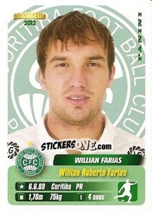 Cromo Willian Farias - Campeonato Brasileiro 2012 - Panini