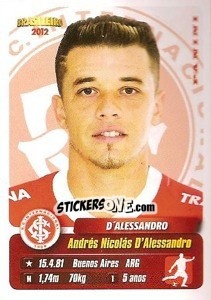 Figurina Andrés D'Alessandro - Campeonato Brasileiro 2012 - Panini