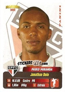 Sticker Paulo Miranda - Campeonato Brasileiro 2012 n. 314 - Panini