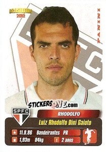Sticker Rhodolfo - Campeonato Brasileiro 2012 n. 315 - Panini