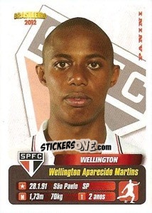 Sticker Wellington - Campeonato Brasileiro 2012 n. 318 - Panini