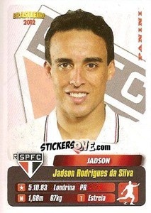 Sticker Jadson - Campeonato Brasileiro 2012 n. 321 - Panini