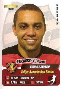 Cromo Felipe Azevedo - Campeonato Brasileiro 2012 n. 339 - Panini