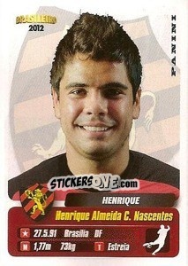 Cromo Henrique - Campeonato Brasileiro 2012 n. 340 - Panini