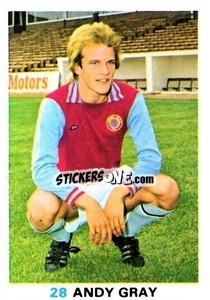 Sticker Andy Gray - Soccer Stars 1977-1978
 - FKS