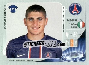 Sticker Marco Verratti - UEFA Champions League 2012-2013 n. 58 - Panini