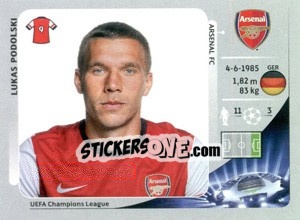 Sticker Lukas Podolski - UEFA Champions League 2012-2013 n. 99 - Panini