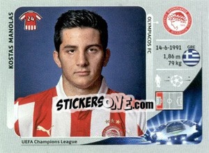Sticker Kostas Manolas - UEFA Champions League 2012-2013 n. 127 - Panini