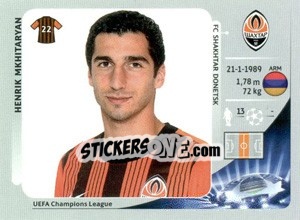Sticker Henrikh Mkhitaryan - UEFA Champions League 2012-2013 n. 330 - Panini