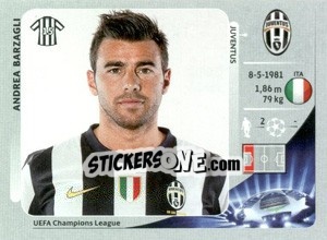 Sticker Andrea Barzagli - UEFA Champions League 2012-2013 - Panini