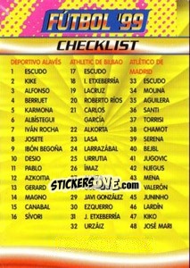 Sticker Checklist(1-80) - Fùtbol Trading cards 1998-1999 n. 321 - Panini