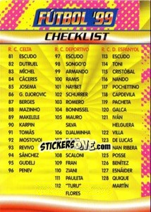 Sticker Checklist(81-160) - Fùtbol Trading cards 1998-1999 n. 322 - Panini