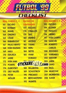 Sticker Checklist(161-240) - Fùtbol Trading cards 1998-1999 n. 323 - Panini
