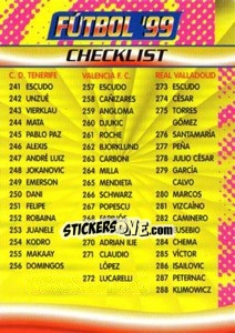Sticker Checklist(241-324) - Fùtbol Trading cards 1998-1999 - Panini