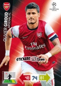 Sticker Olivier Giroud - UEFA Champions League 2012-2013. Adrenalyn XL n. 22 - Panini