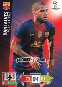 Figurina Dani Alves - UEFA Champions League 2012-2013. Adrenalyn XL - Panini