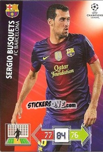 Sticker Sergio Busquets - UEFA Champions League 2012-2013. Adrenalyn XL n. 33 - Panini