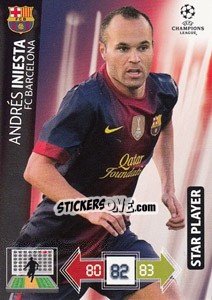 Sticker Andrés Iniesta - UEFA Champions League 2012-2013. Adrenalyn XL n. 34 - Panini