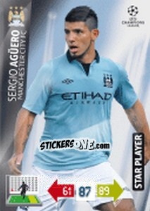 Sticker Sergio Agüero - UEFA Champions League 2012-2013. Adrenalyn XL n. 134 - Panini