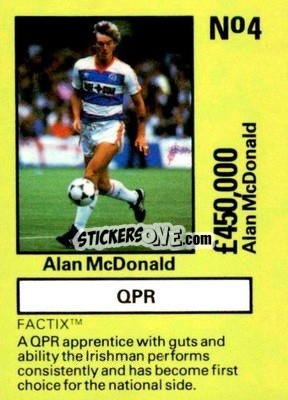 Sticker Alan McDonald - Emlyn Hughes' Team Tactix 1987
 - BOSS LEISURE
