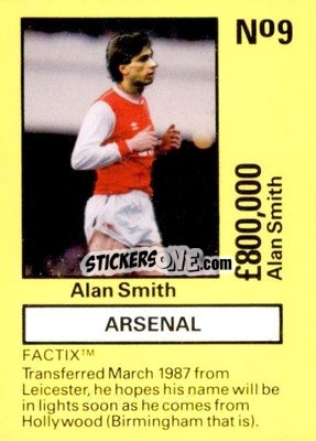 Sticker Alan Smith - Emlyn Hughes' Team Tactix 1987
 n. AR9 - BOSS LEISURE
