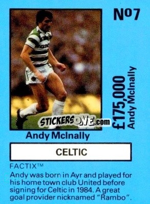 Sticker Andy McInally - Emlyn Hughes' Team Tactix 1987
 n. CE7 - BOSS LEISURE

