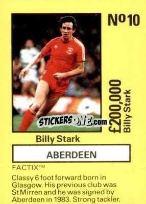Sticker Billy Stark - Emlyn Hughes' Team Tactix 1987
 n. AB10 - BOSS LEISURE
