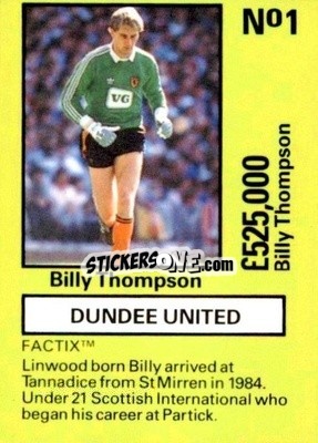 Sticker Billy Thompson - Emlyn Hughes' Team Tactix 1987
 n. DU1 - BOSS LEISURE
