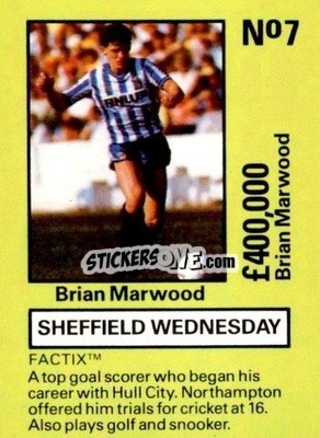 Sticker Brian Marwood - Emlyn Hughes' Team Tactix 1987
 - BOSS LEISURE
