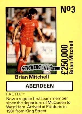 Sticker Brian Mitchell - Emlyn Hughes' Team Tactix 1987
 n. AB3 - BOSS LEISURE
