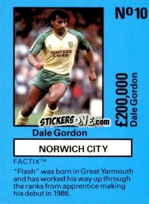 Sticker Dale Gordon - Emlyn Hughes' Team Tactix 1987
 n. NC10 - BOSS LEISURE
