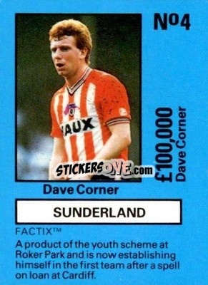 Cromo Dave Corner - Emlyn Hughes' Team Tactix 1987
 n. SU4 - BOSS LEISURE
