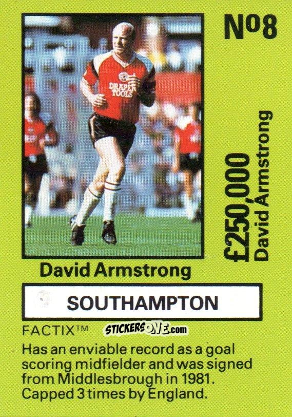Sticker David Armstrong - Emlyn Hughes' Team Tactix 1987
 n. S8 - BOSS LEISURE
