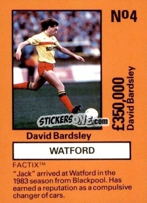 Sticker David Bardsley - Emlyn Hughes' Team Tactix 1987
 n. W4 - BOSS LEISURE
