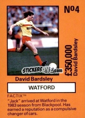 Sticker David Bardsley - Emlyn Hughes' Team Tactix 1987
 - BOSS LEISURE
