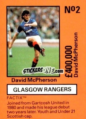 Sticker David McPherson - Emlyn Hughes' Team Tactix 1987
 n. R2 - BOSS LEISURE
