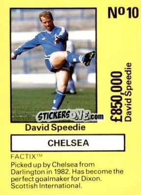 Sticker David Speedie - Emlyn Hughes' Team Tactix 1987
 n. C10 - BOSS LEISURE
