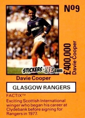 Sticker Davie Cooper - Emlyn Hughes' Team Tactix 1987
 n. R9 - BOSS LEISURE
