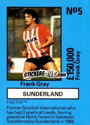 Sticker Frank Gray - Emlyn Hughes' Team Tactix 1987
 n. SU5 - BOSS LEISURE
