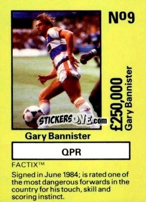 Cromo Gary Bannister - Emlyn Hughes' Team Tactix 1987
 - BOSS LEISURE
