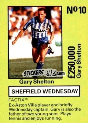 Sticker Gary Shelton - Emlyn Hughes' Team Tactix 1987
 n. SW10 - BOSS LEISURE
