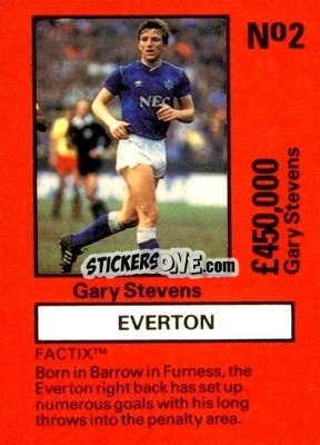 Sticker Gary Stevens - Emlyn Hughes' Team Tactix 1987
 n. E2 - BOSS LEISURE
