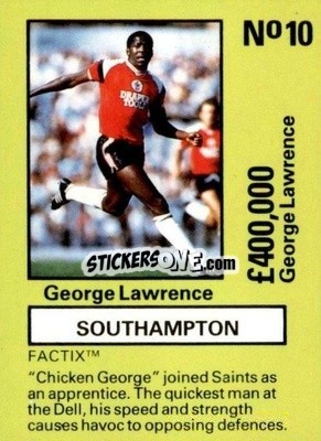 Sticker George Lawrence - Emlyn Hughes' Team Tactix 1987
 n. S10 - BOSS LEISURE
