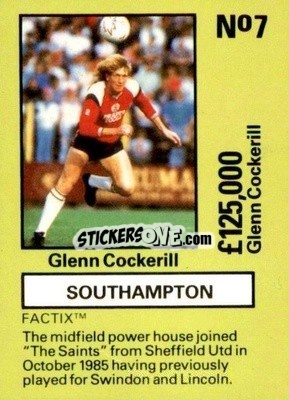 Sticker Glenn Cockerill - Emlyn Hughes' Team Tactix 1987
 n. S7 - BOSS LEISURE
