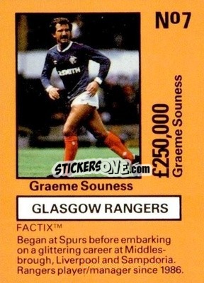 Sticker Graeme Souness - Emlyn Hughes' Team Tactix 1987
 n. R7 - BOSS LEISURE
