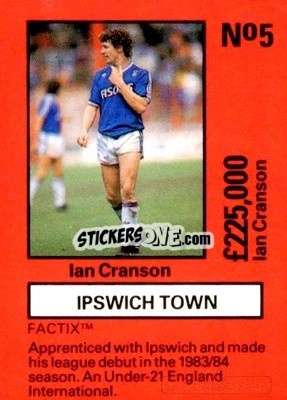 Sticker Ian Cranson - Emlyn Hughes' Team Tactix 1987
 - BOSS LEISURE
