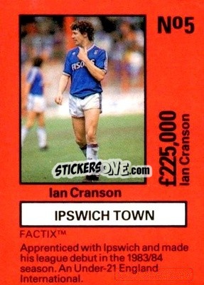 Sticker Ian Cranson - Emlyn Hughes' Team Tactix 1987
 n. IT5 - BOSS LEISURE

