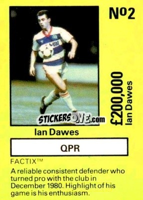 Sticker Ian Dawes - Emlyn Hughes' Team Tactix 1987
 - BOSS LEISURE
